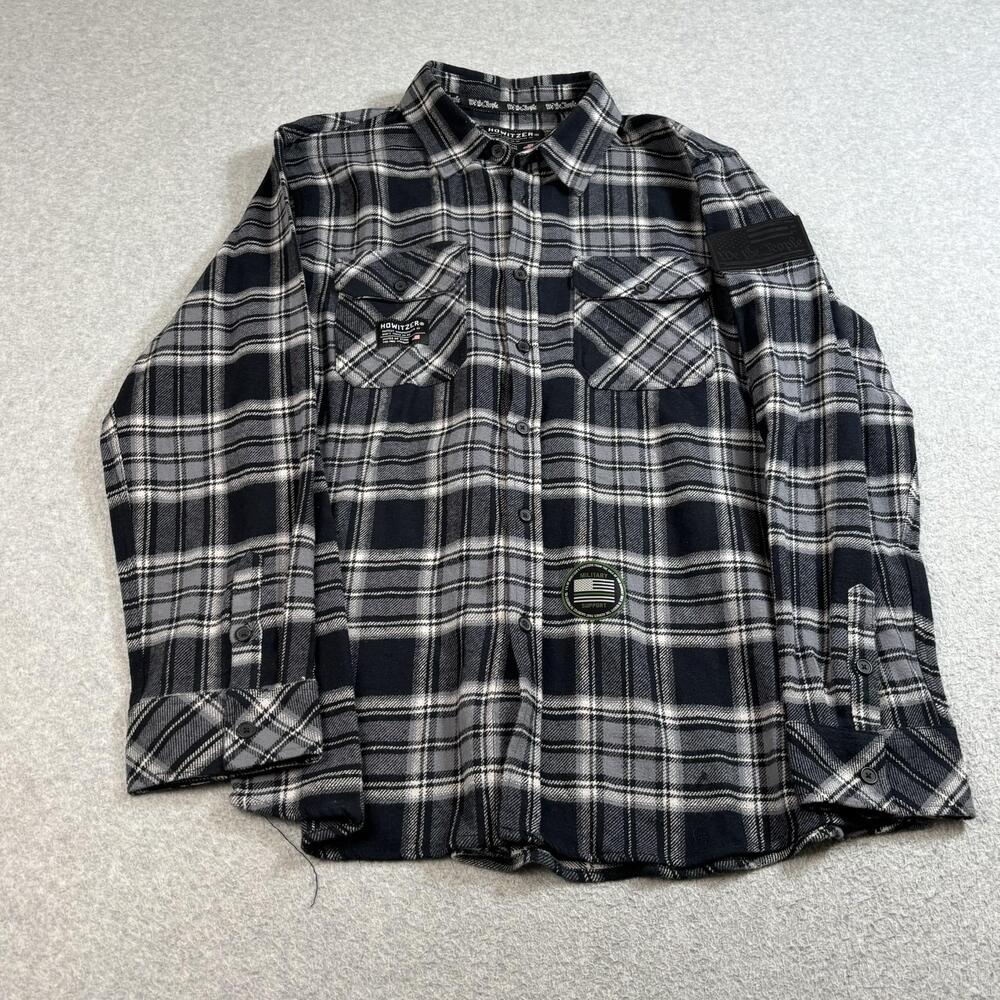Howitzer Shirt Men Large Plaid Flannel We The People Military Support Shacket